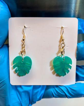 Orecchini foglie Monstera teal