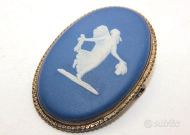 Wedgwood spilla argento neoclassico diaspro blu