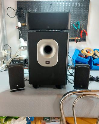 impianto audio jbl subwoofer e satelli home teatre