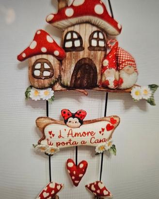 ghirlanda fuoriporta gnomi bosco pannolenci 