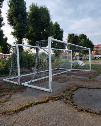 coppia porte mobili da calcio regolamentare a 11 