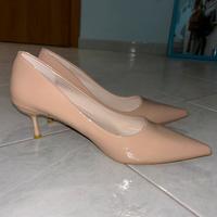 Scarpe tacco medio beige lucido donna eleganti 41