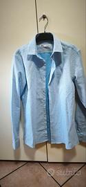 Camicia Zara Uomo Slim Fit Azzurra Pois