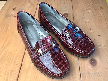 Scarpe donna coccodrillo basse viola/rosse 36