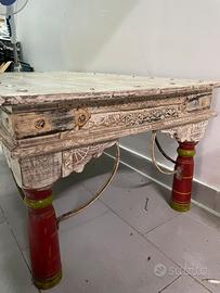 Tavolino da salotto etnico indiano in legno