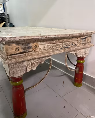Tavolino da salotto etnico indiano in legno