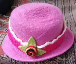 Cappello vintage da donna in lana cotta, taglia 57