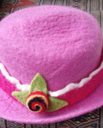 Cappello vintage da donna in lana cotta, taglia 57