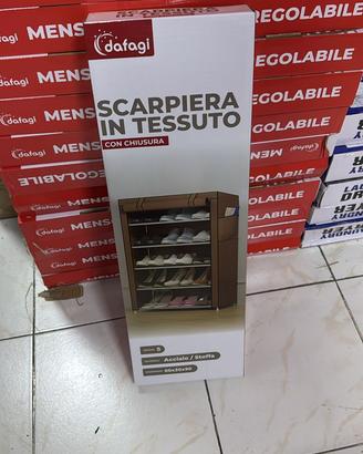 Scarpiera in tessuto con 5 ripiani