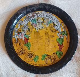 ANTICO VASSOIO METALLO "I 38 DOC - PIEMONTE TERRA"