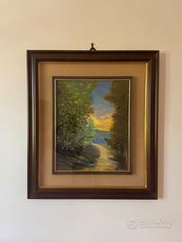 Dipinto Olio Su Tela Magliozzi Paesaggio Tramonto