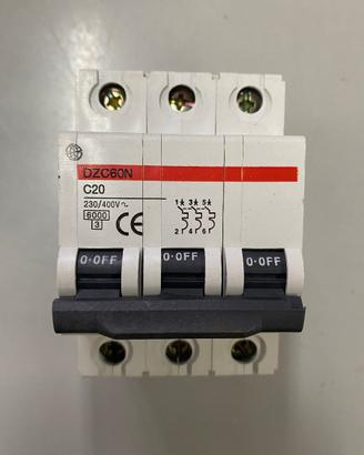 INTERRUTTORE MAGNETOTERMICO 3P C20A 6000