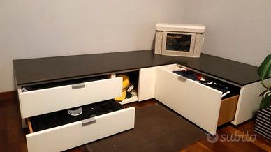 MOBILE BASSO CON CASSETTIERE POLIFORM BIANCO/WENGE