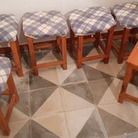 6 sgabelli arte povera legno massello