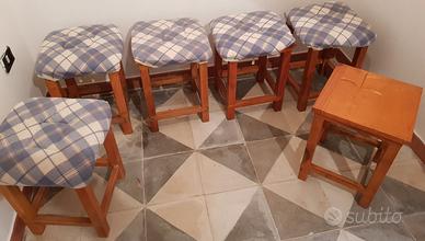 6 sgabelli arte povera legno massello