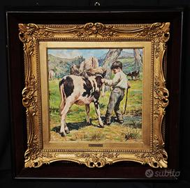 Alfonso Grassi – Il vitello restio – Dipinto olio