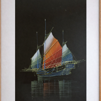 Quadro orientale veliero asiatico