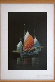 Quadro orientale veliero asiatico