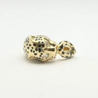 Anello oro 18KT smalti e diamanti, punzoni Francia