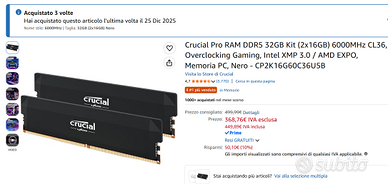Crucial Pro RAM DDR5 32GB Kit prezzo TRATTABILE
