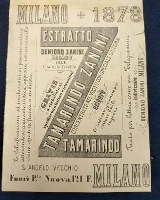 Cartolina pubblicitaria 1878 Tamarindo Zanini - Mi