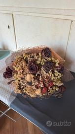 Splendido Bouquet Vintage di Fiori Veri Essiccati