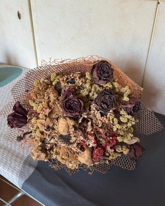 Splendido Bouquet Vintage di Fiori Veri Essiccati