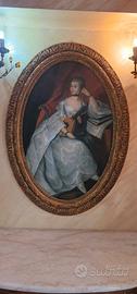 Quadro Ovale Olio su Tela - Ritratto Dama con Mand