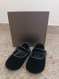 Scarpine Gucci nero pelle tessuto NUOVE