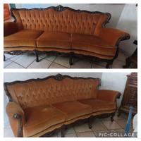 Divano da salotto  antico in legno con imbottitura