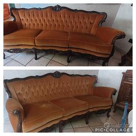 Divano da salotto  antico in legno con imbottitura