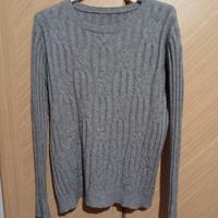 Maglione lungo a coste intrecciate 5%lana