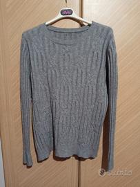 Maglione lungo a coste intrecciate 5%lana