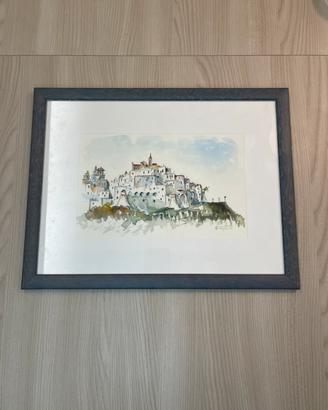 Acquerello Crocifisso Valente - Veduta di Ostuni