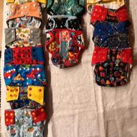 14 pannolini lavabili, 24 inserti, 6 snappy, veli