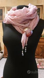 sciarpa foulard cotone con fermaglio - artigianato