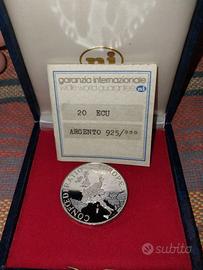 20 ECU in argento 925 con certificato e cofanetto