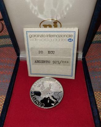 20 ECU in argento 925 con certificato e cofanetto