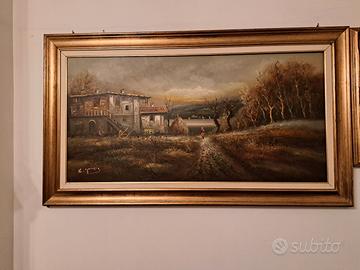 Quadro con Casa e lago