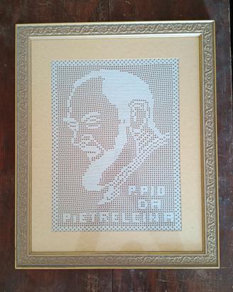Quadro all'uncinetto a mano padre Pio