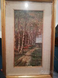Dipinto bosco natura olio su tela Bianchi