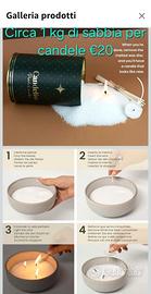 cera sabbia candela bianca