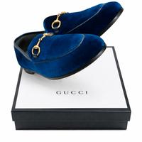 mocassini Gucci Jordan Horsebit Velvet blu 35 