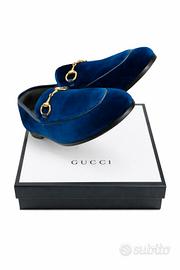 mocassini Gucci Jordan Horsebit Velvet blu 35 