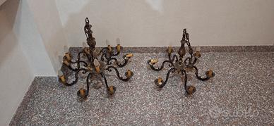 coppia di lampadari in ottone 