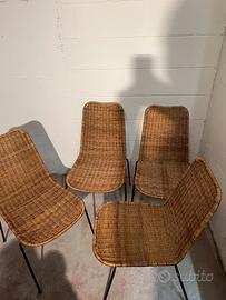 Sedie rattan anni 60 design