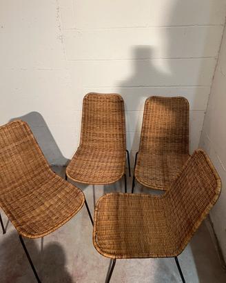 Sedie rattan anni 60 design