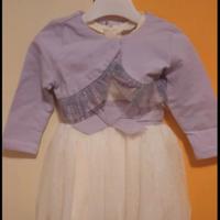 Vestito neonata bianco con coprispalle viola