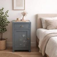comodino vintage con marmo rosa