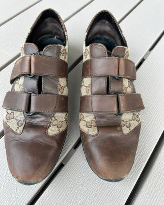 Sneakers Gucci originali vintage tela e pelle n 38